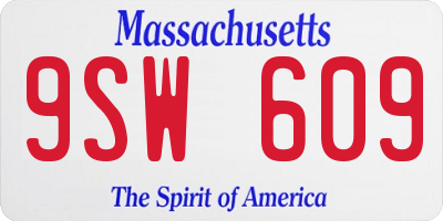 MA license plate 9SW609