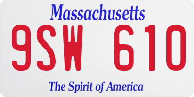 MA license plate 9SW610