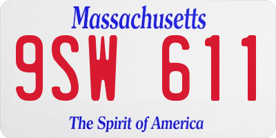 MA license plate 9SW611