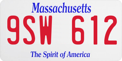 MA license plate 9SW612