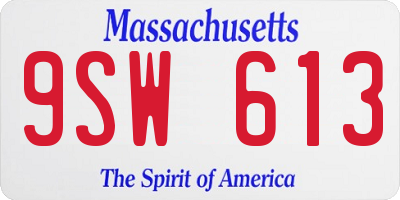MA license plate 9SW613