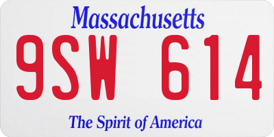 MA license plate 9SW614