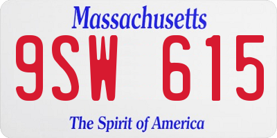 MA license plate 9SW615