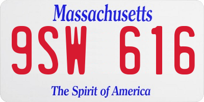MA license plate 9SW616
