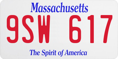 MA license plate 9SW617