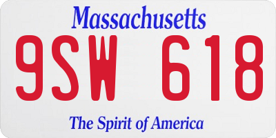 MA license plate 9SW618