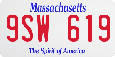 MA license plate 9SW619