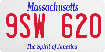 MA license plate 9SW620