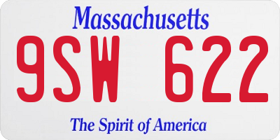 MA license plate 9SW622