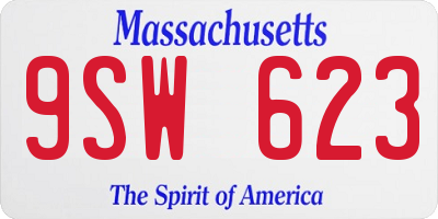 MA license plate 9SW623