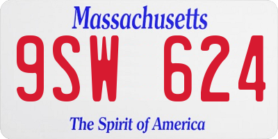MA license plate 9SW624