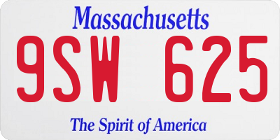 MA license plate 9SW625