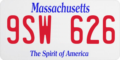 MA license plate 9SW626
