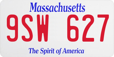 MA license plate 9SW627