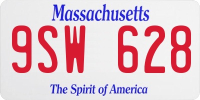 MA license plate 9SW628
