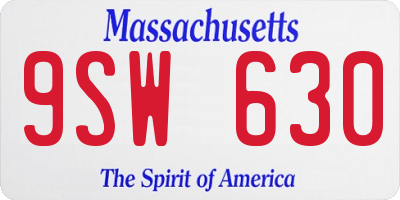 MA license plate 9SW630