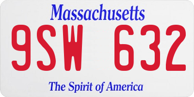 MA license plate 9SW632
