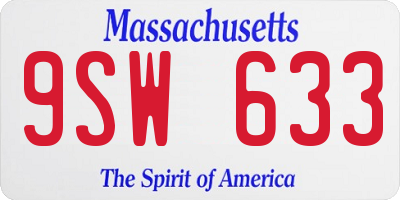 MA license plate 9SW633