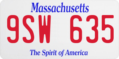 MA license plate 9SW635