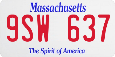 MA license plate 9SW637