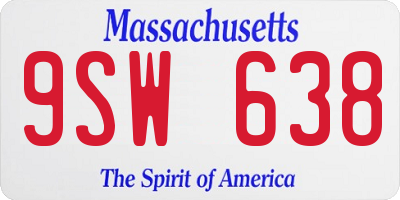 MA license plate 9SW638
