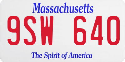 MA license plate 9SW640