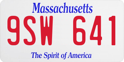 MA license plate 9SW641