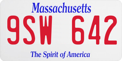 MA license plate 9SW642