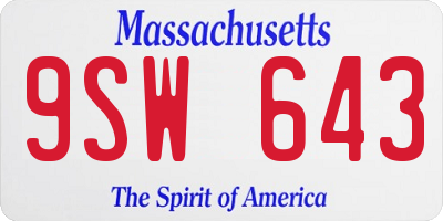 MA license plate 9SW643