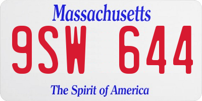 MA license plate 9SW644
