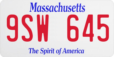 MA license plate 9SW645
