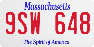 MA license plate 9SW648