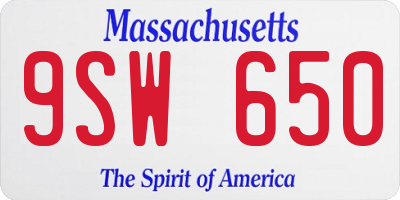 MA license plate 9SW650