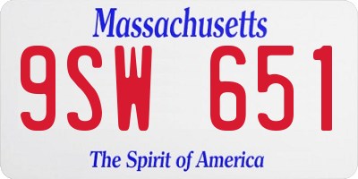 MA license plate 9SW651