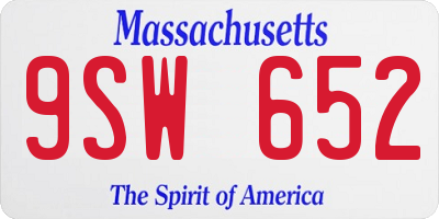 MA license plate 9SW652