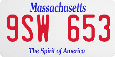 MA license plate 9SW653