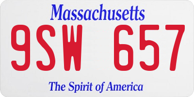 MA license plate 9SW657