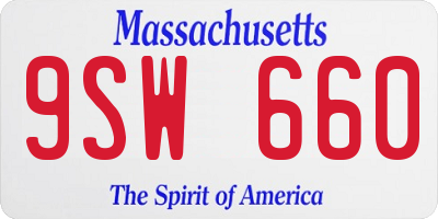 MA license plate 9SW660