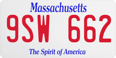 MA license plate 9SW662