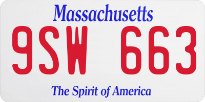 MA license plate 9SW663