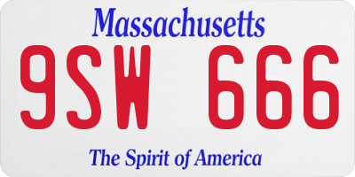 MA license plate 9SW666