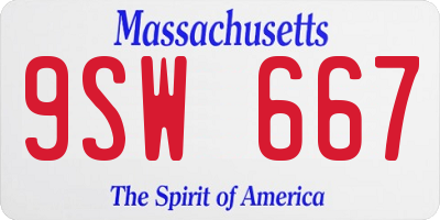 MA license plate 9SW667