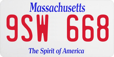 MA license plate 9SW668