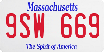 MA license plate 9SW669