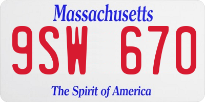 MA license plate 9SW670