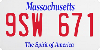 MA license plate 9SW671