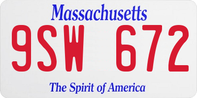 MA license plate 9SW672