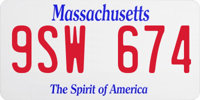 MA license plate 9SW674