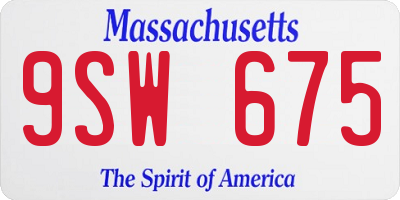 MA license plate 9SW675