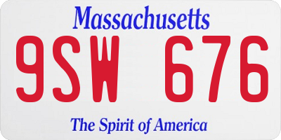 MA license plate 9SW676